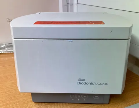 BioSonic ultrasonic cleaning bath on a worktop.